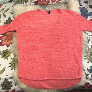Coral & white knitted sweater- Express